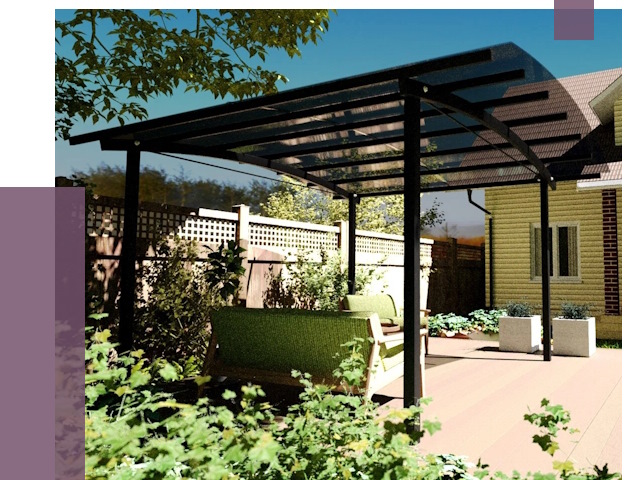 Навесы для террасы в Балакове от 12976 руб. под ключ | ПРОЛЁТ-Блк